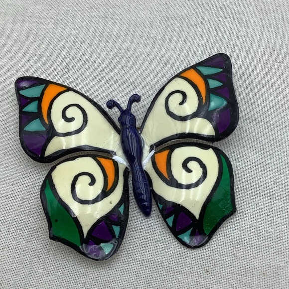 Vintage German Enamel Butterfly Brooch - Picture 1 of 6